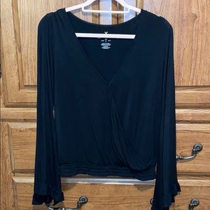Bell sleeve black blouse